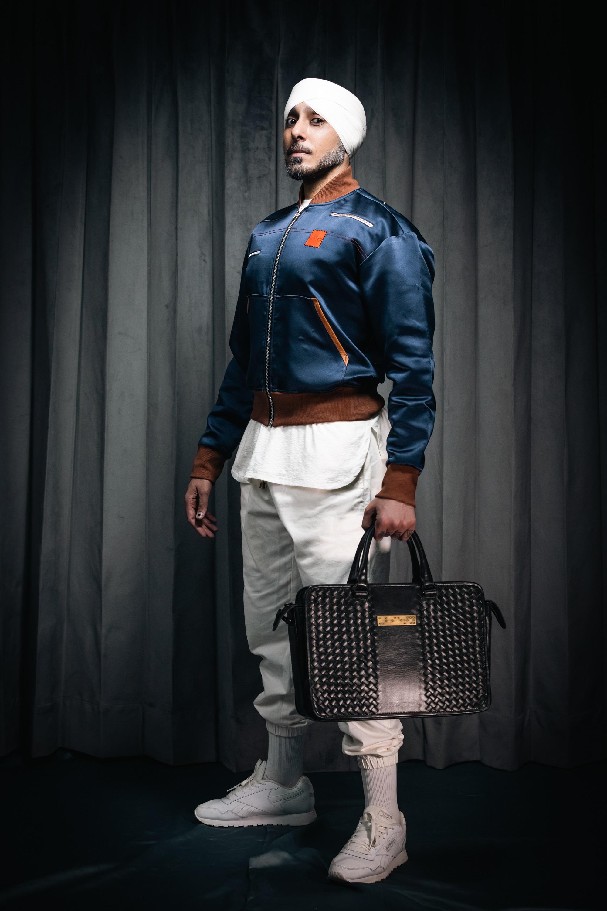 Midnight Blue Silk Bomber